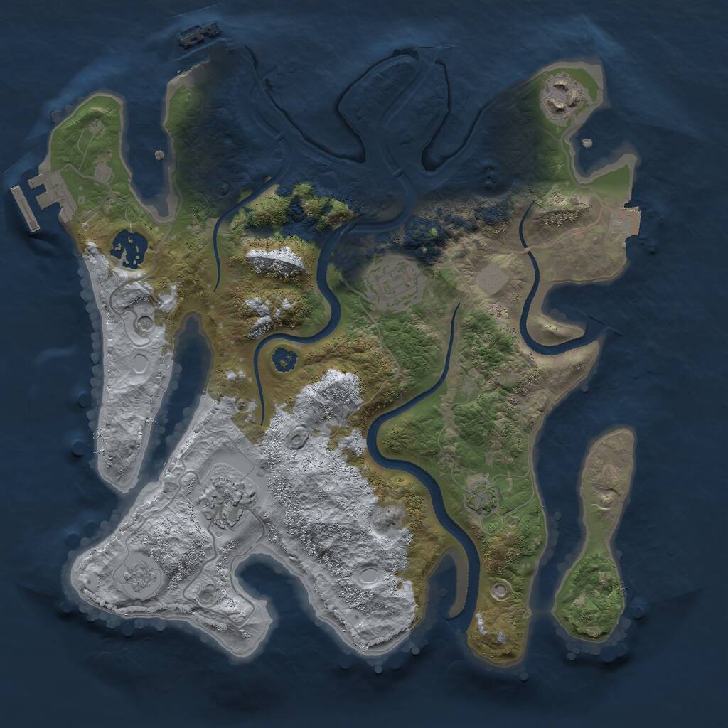 Rust Map: Procedural Map, Size: 3000, Seed: 2104126223, 10 Monuments