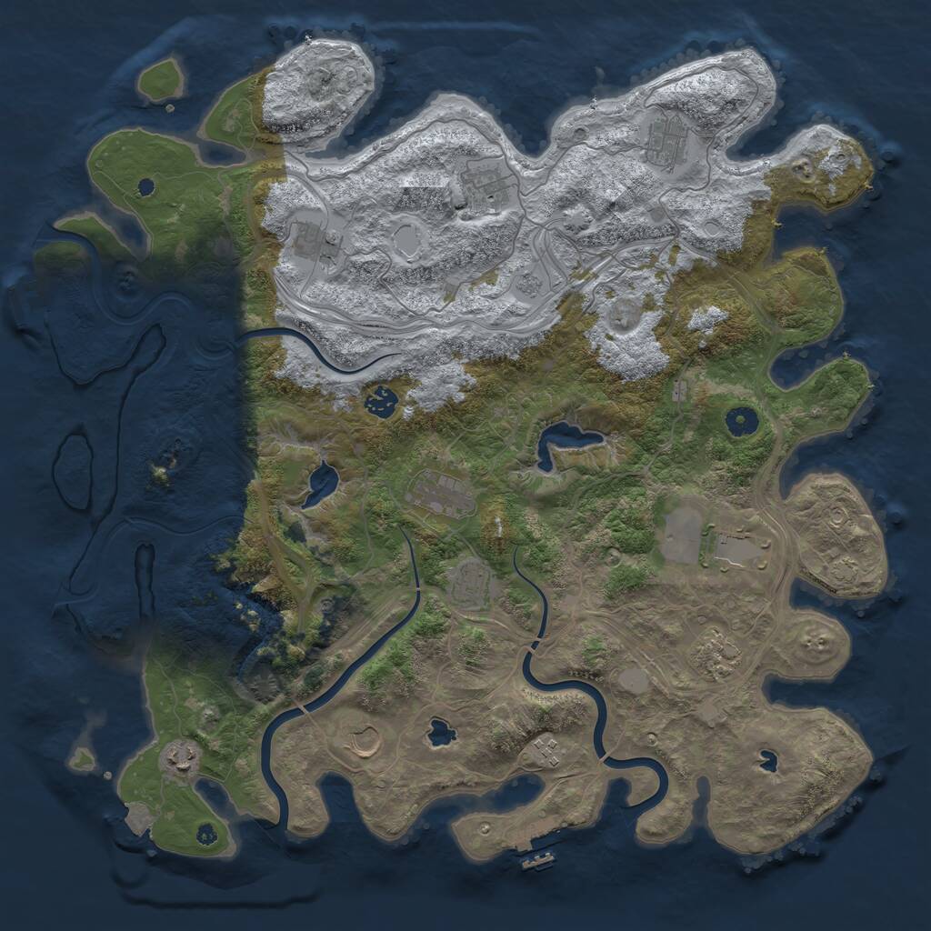 Rust Map: Procedural Map, Size: 4500, Seed: 447537200, 17 Monuments