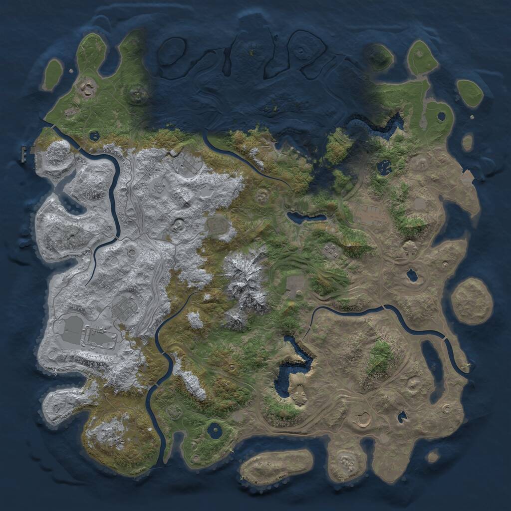 Rust Map: Procedural Map, Size: 5000, Seed: 2098286321, 17 Monuments