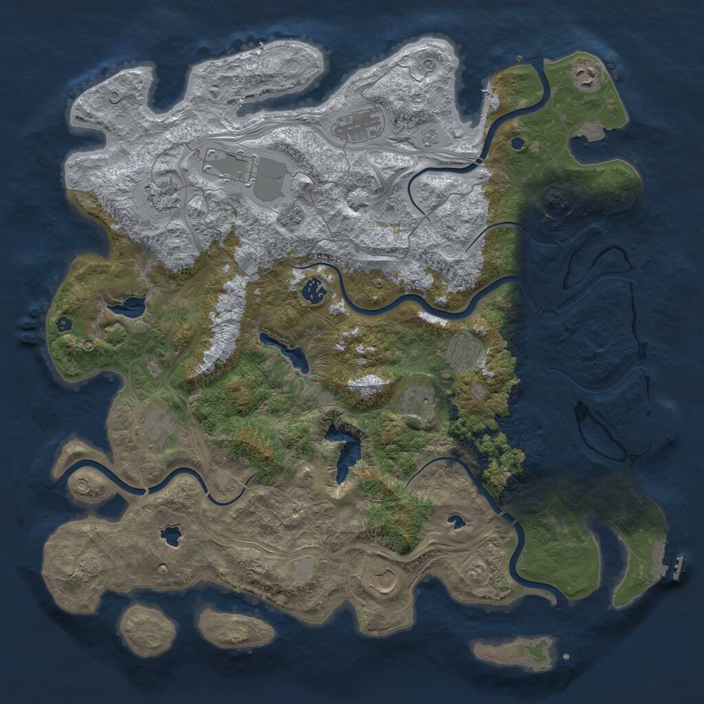 Rust Map: Procedural Map, Size: 4500, Seed: 825044214, 16 Monuments