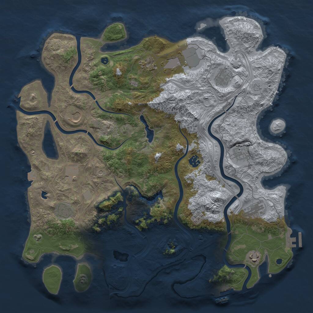Rust Map: Procedural Map, Size: 4250, Seed: 1321438492, 17 Monuments