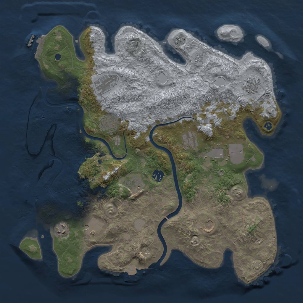 Rust Map: Procedural Map, Size: 3900, Seed: 3454, 17 Monuments