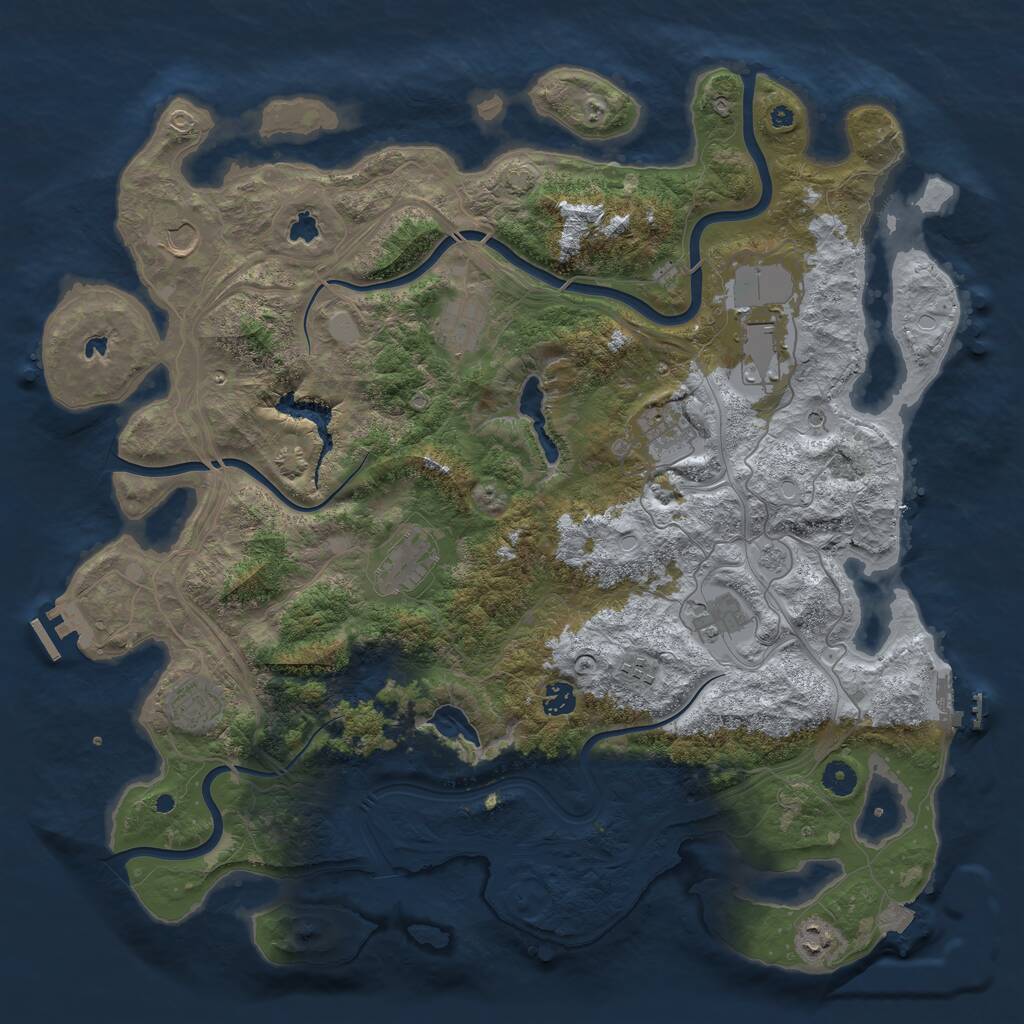 Rust Map: Procedural Map, Size: 4500, Seed: 891877960, 16 Monuments