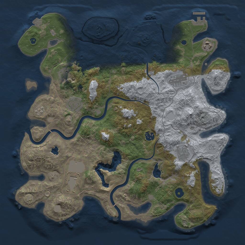 Rust Map: Procedural Map, Size: 4000, Seed: 423129064, 14 Monuments