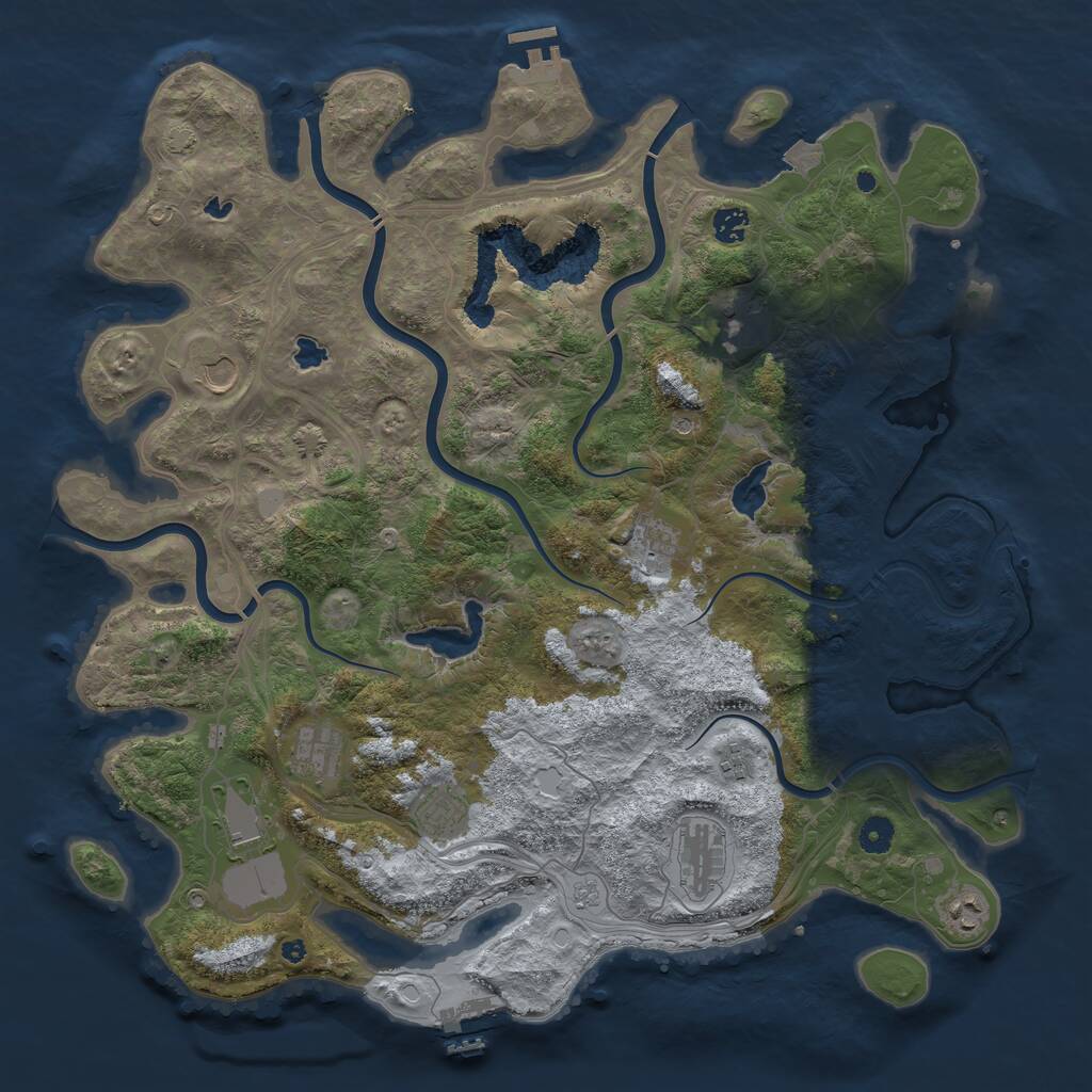 Rust Map: Procedural Map, Size: 4500, Seed: 2000244291, 16 Monuments