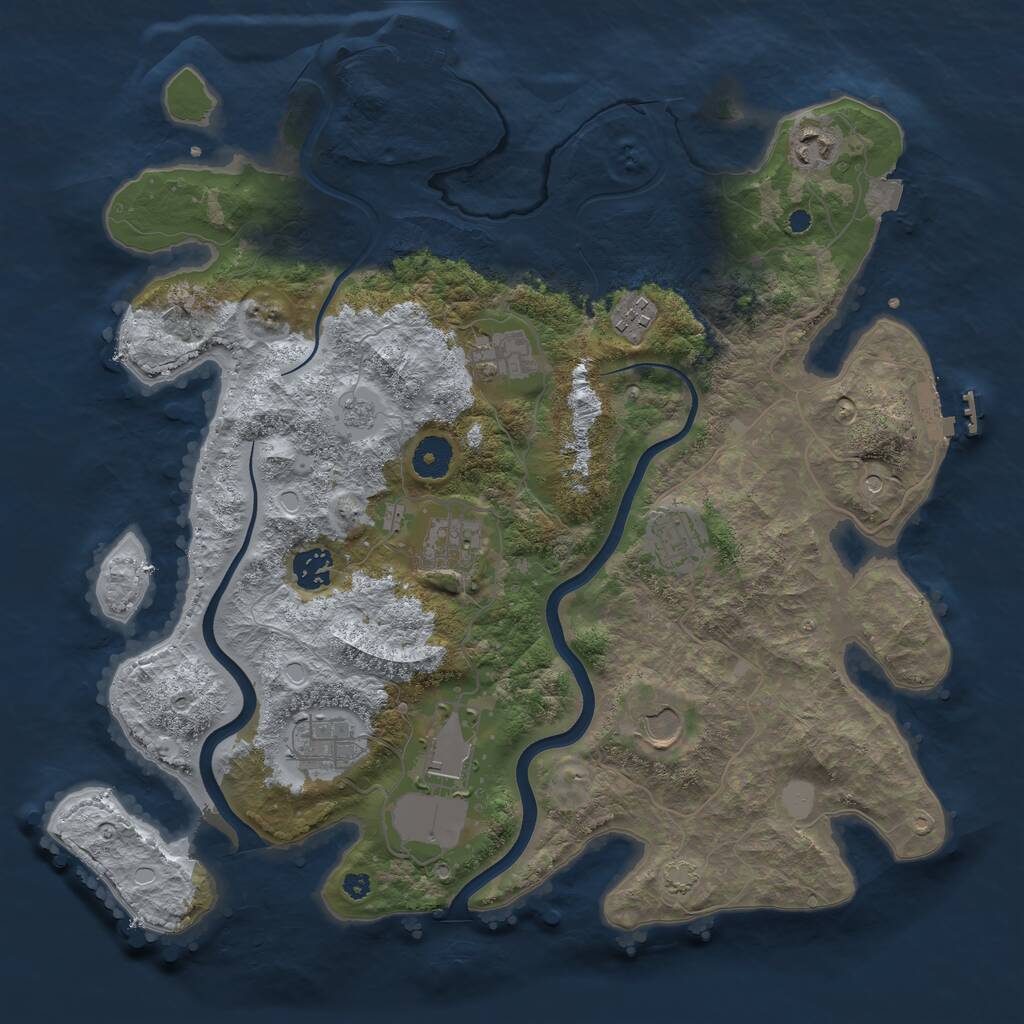 Rust Map: Procedural Map, Size: 3750, Seed: 1953900835, 15 Monuments