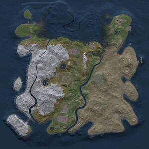 Thumbnail Rust Map: Procedural Map, Size: 3750, Seed: 1953900835, 15 Monuments