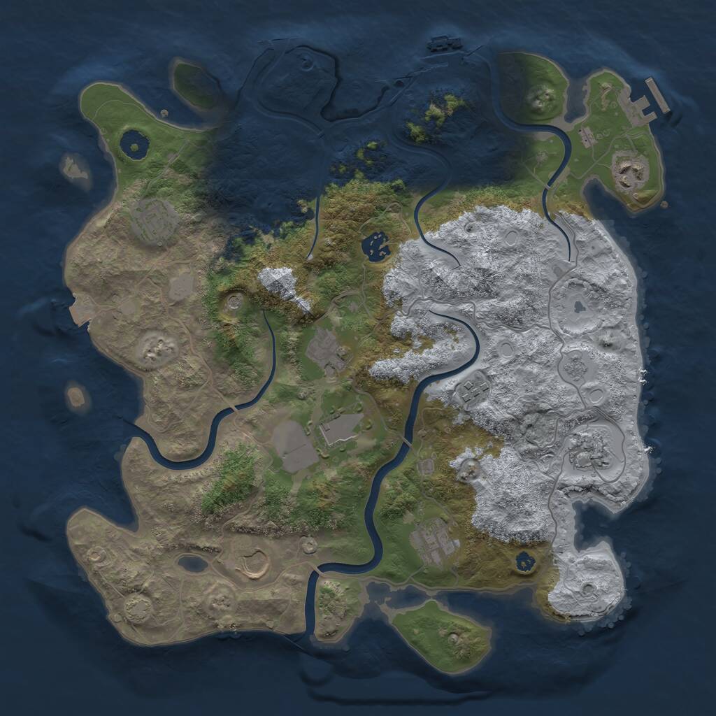 Rust Map: Procedural Map, Size: 3750, Seed: 49, 15 Monuments