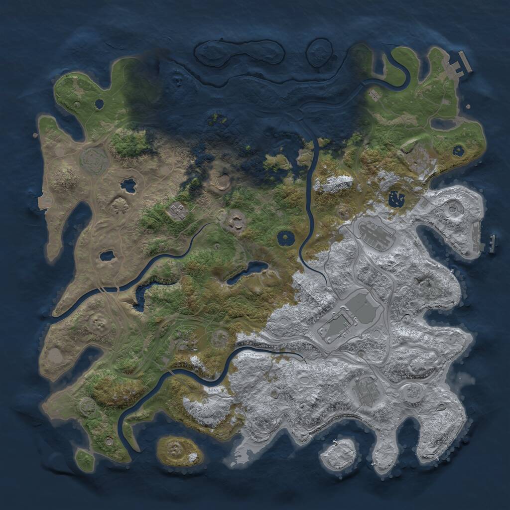 Rust Map: Procedural Map, Size: 4500, Seed: 872647634, 16 Monuments