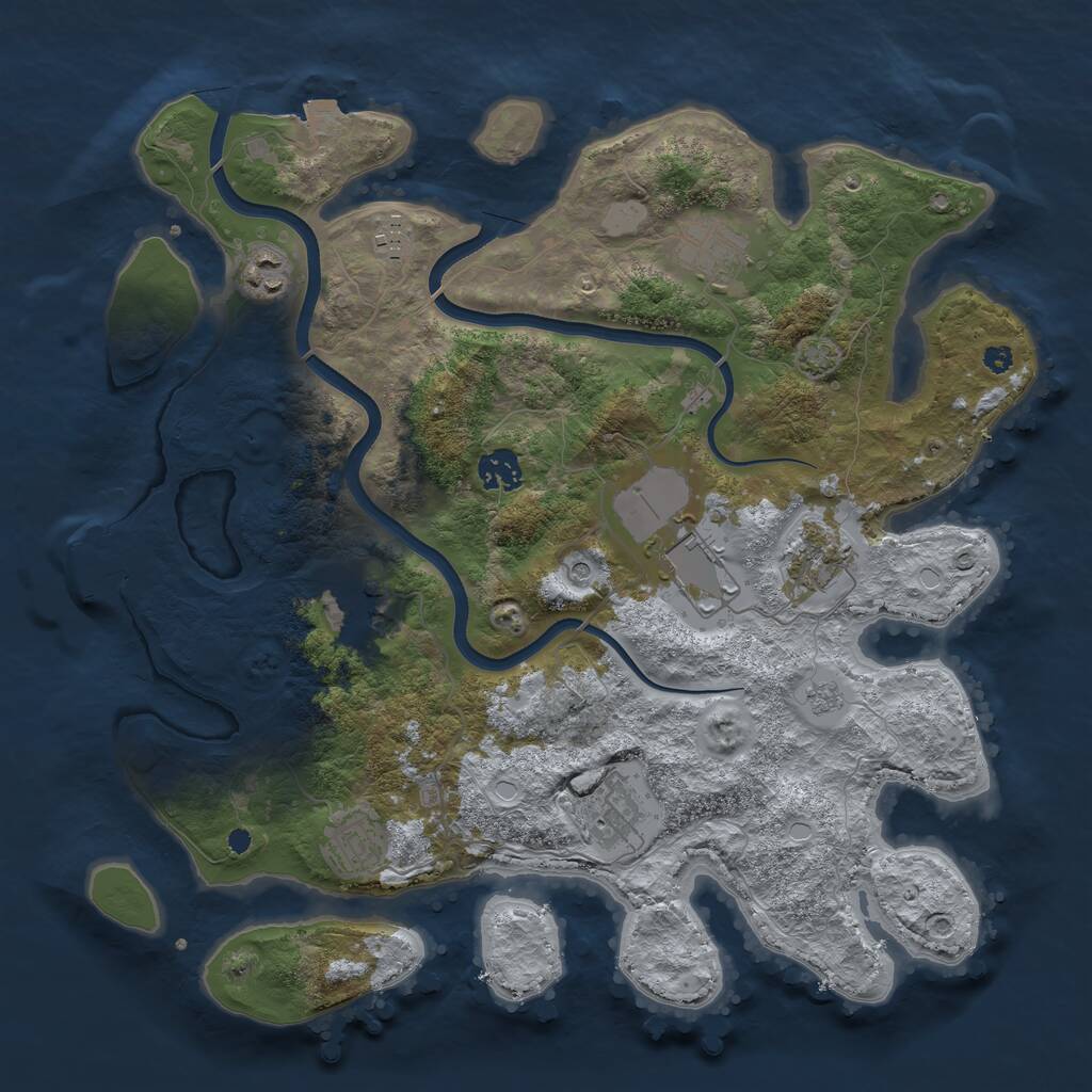 Rust Map: Procedural Map, Size: 3750, Seed: 2000479228, 14 Monuments