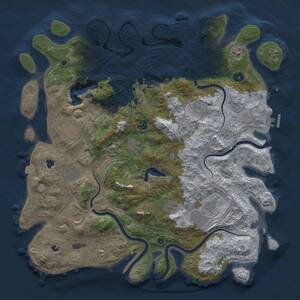 Thumbnail Rust Map: Procedural Map, Size: 4500, Seed: 48661927, 16 Monuments