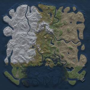 Thumbnail Rust Map: Procedural Map, Size: 5880, Seed: 385955289, 17 Monuments