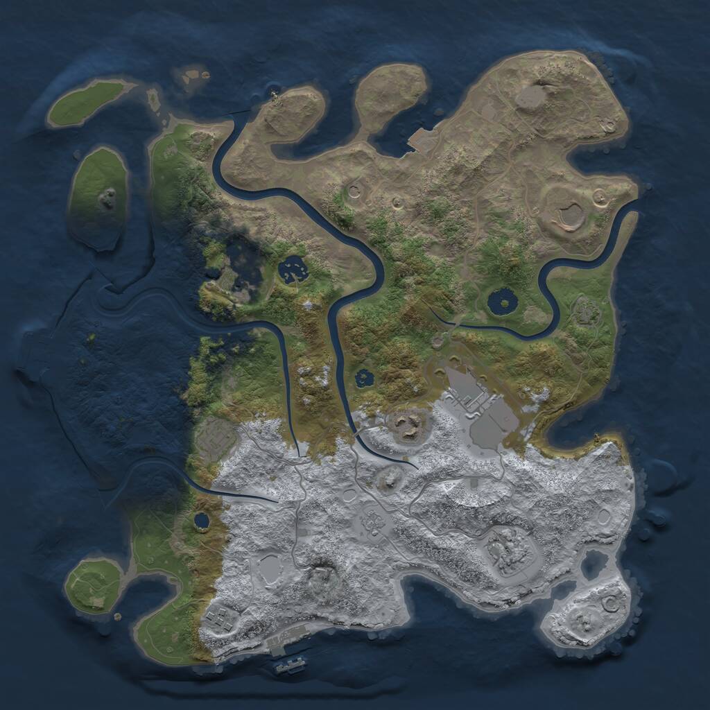 Rust Map: Procedural Map, Size: 3750, Seed: 2061656725, 14 Monuments
