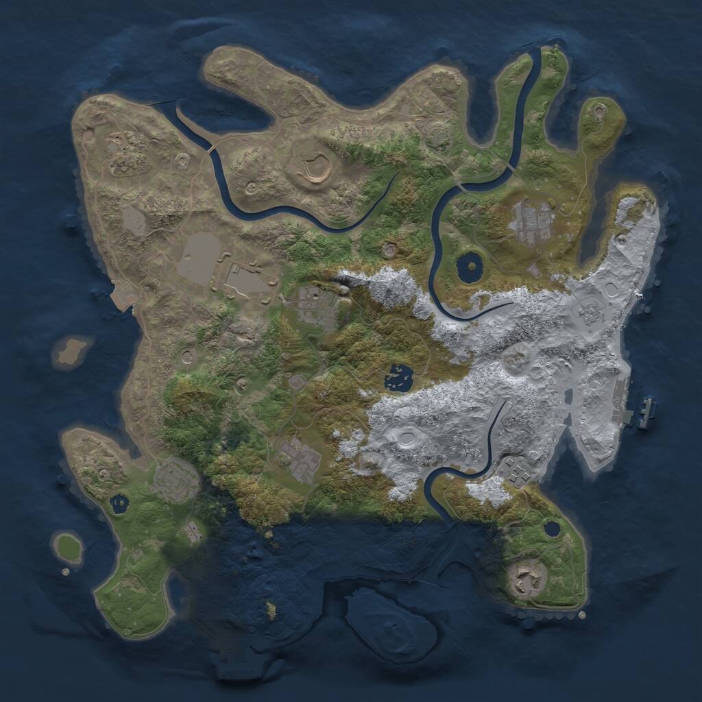 Rust Map: Procedural Map, Size: 3650, Seed: 56225779, 16 Monuments