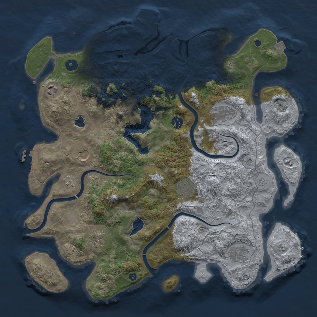 Rust Map: Procedural Map, Size: 4000, Seed: 1361744018, 14 Monuments
