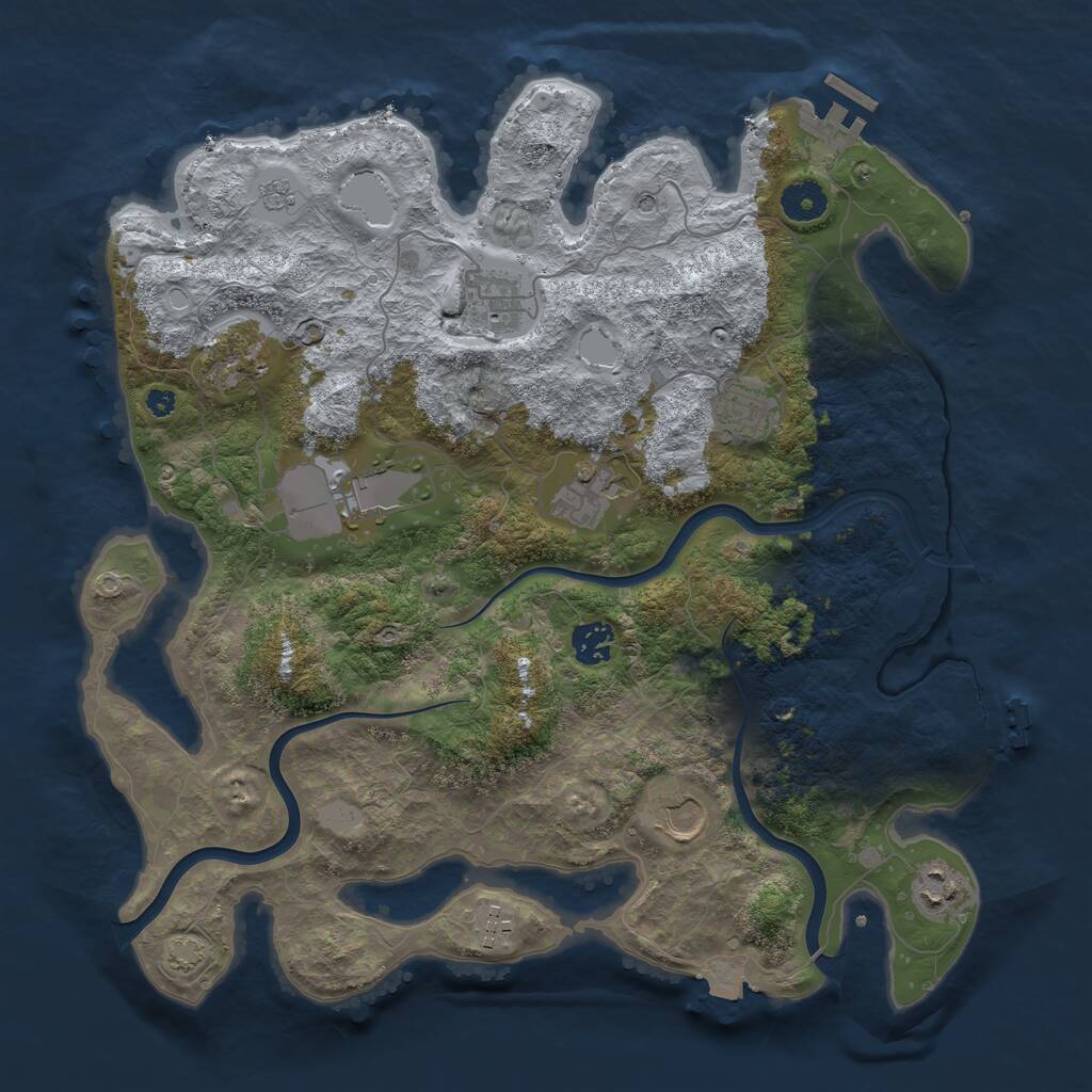 Rust Map: Procedural Map, Size: 3800, Seed: 546845786, 15 Monuments