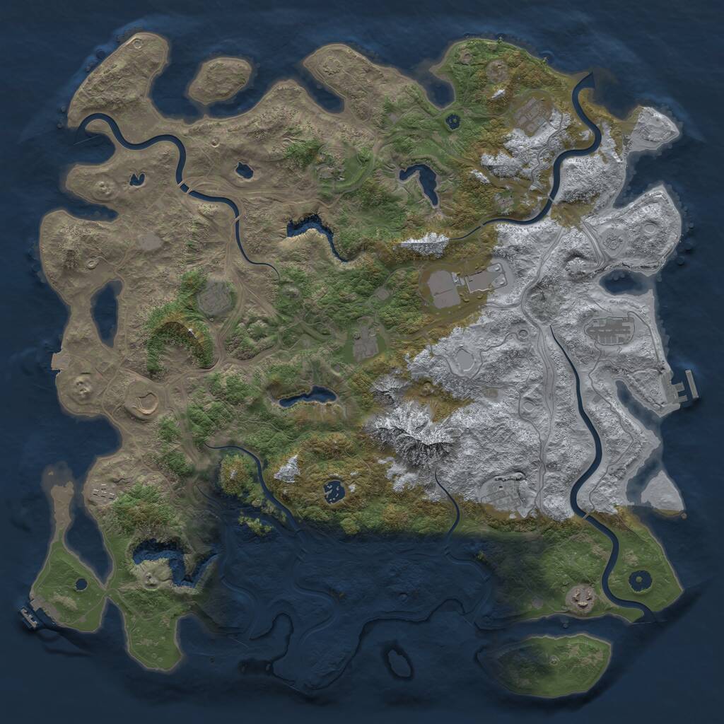 Rust Map: Procedural Map, Size: 5000, Seed: 508893024, 17 Monuments