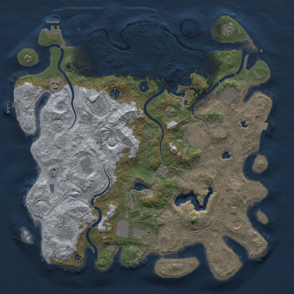 Rust Map: Procedural Map, Size: 4500, Seed: 1999216014, 17 Monuments