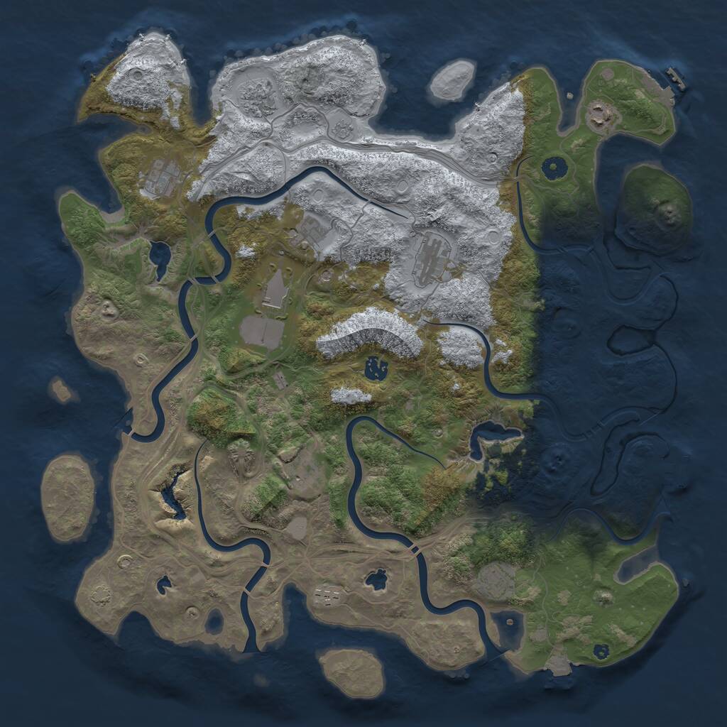 Rust Map: Procedural Map, Size: 4500, Seed: 1720812845, 16 Monuments