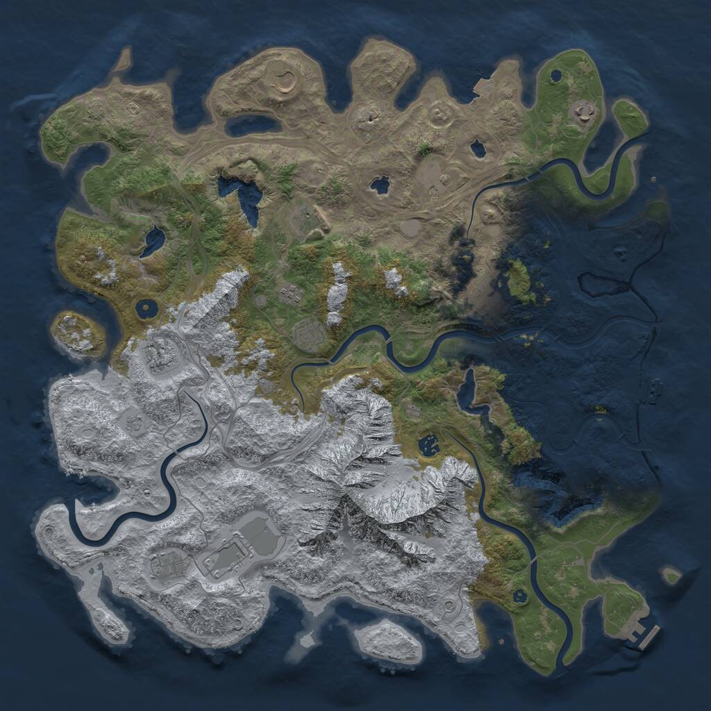 Rust Map: Procedural Map, Size: 5000, Seed: 936741423, 17 Monuments