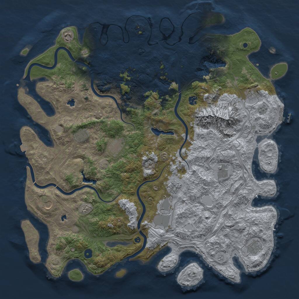 Rust Map: Procedural Map, Size: 5000, Seed: 981473243, 17 Monuments