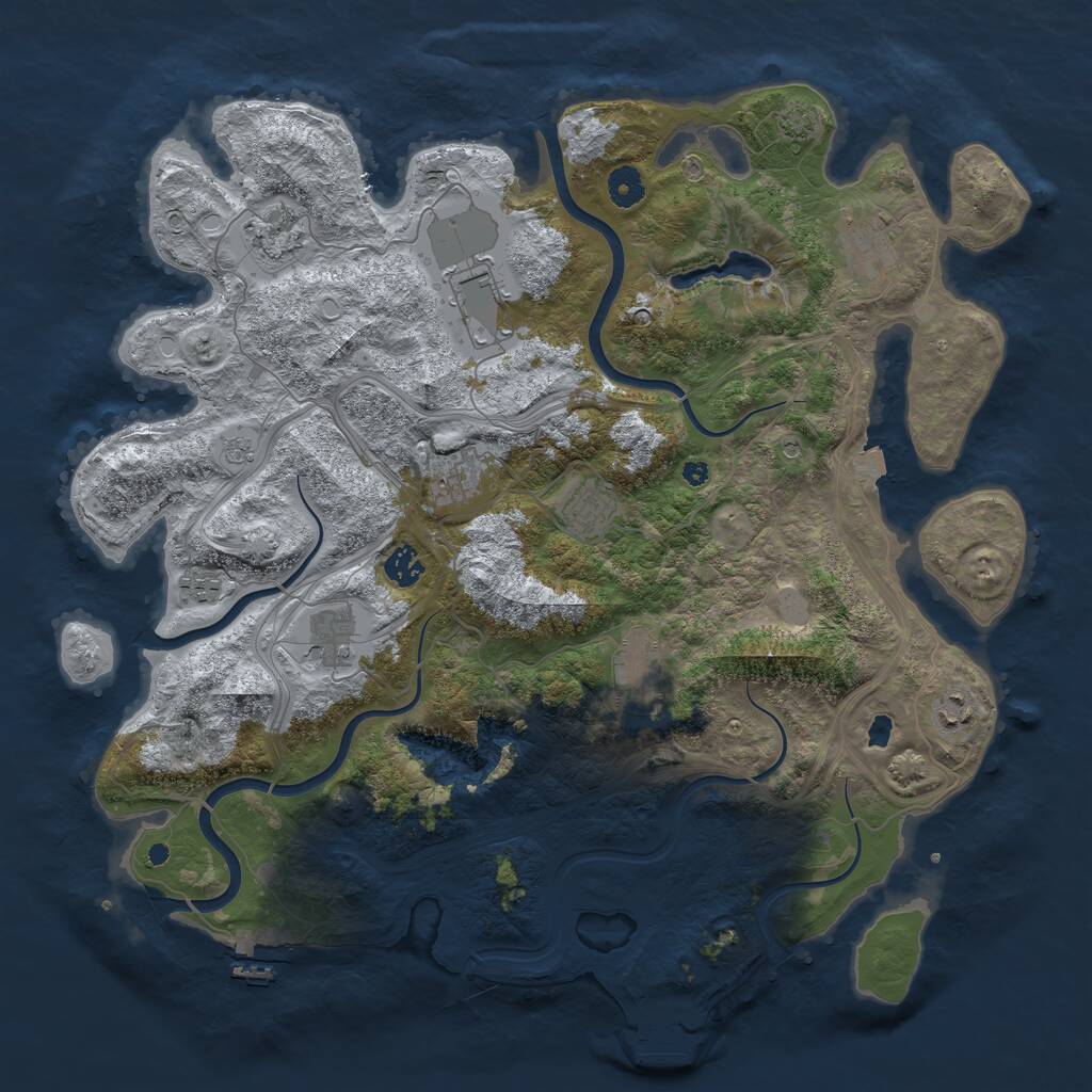 Rust Map: Procedural Map, Size: 4250, Seed: 1100985577, 16 Monuments