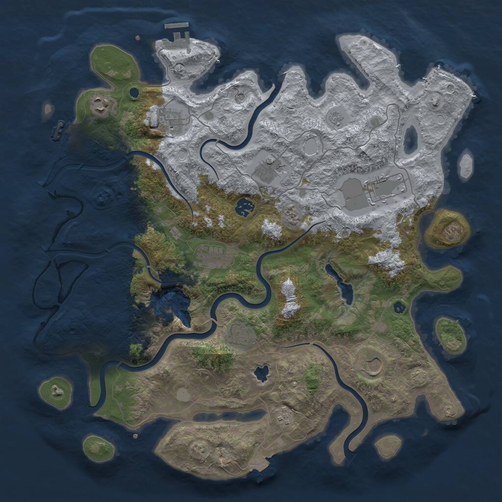 Rust Map: Procedural Map, Size: 4200, Seed: 2131167554, 15 Monuments