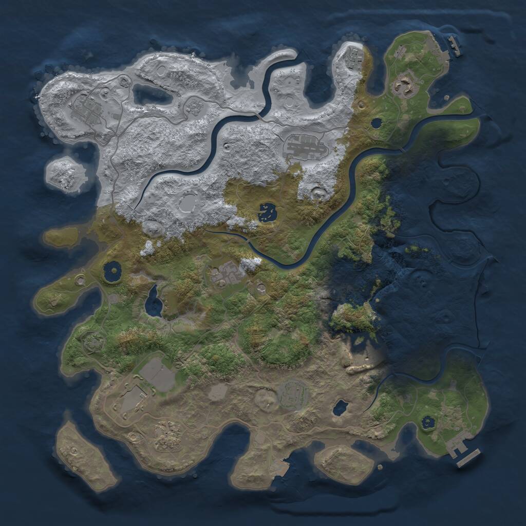 Rust Map: Procedural Map, Size: 4000, Seed: 1581010840, 16 Monuments