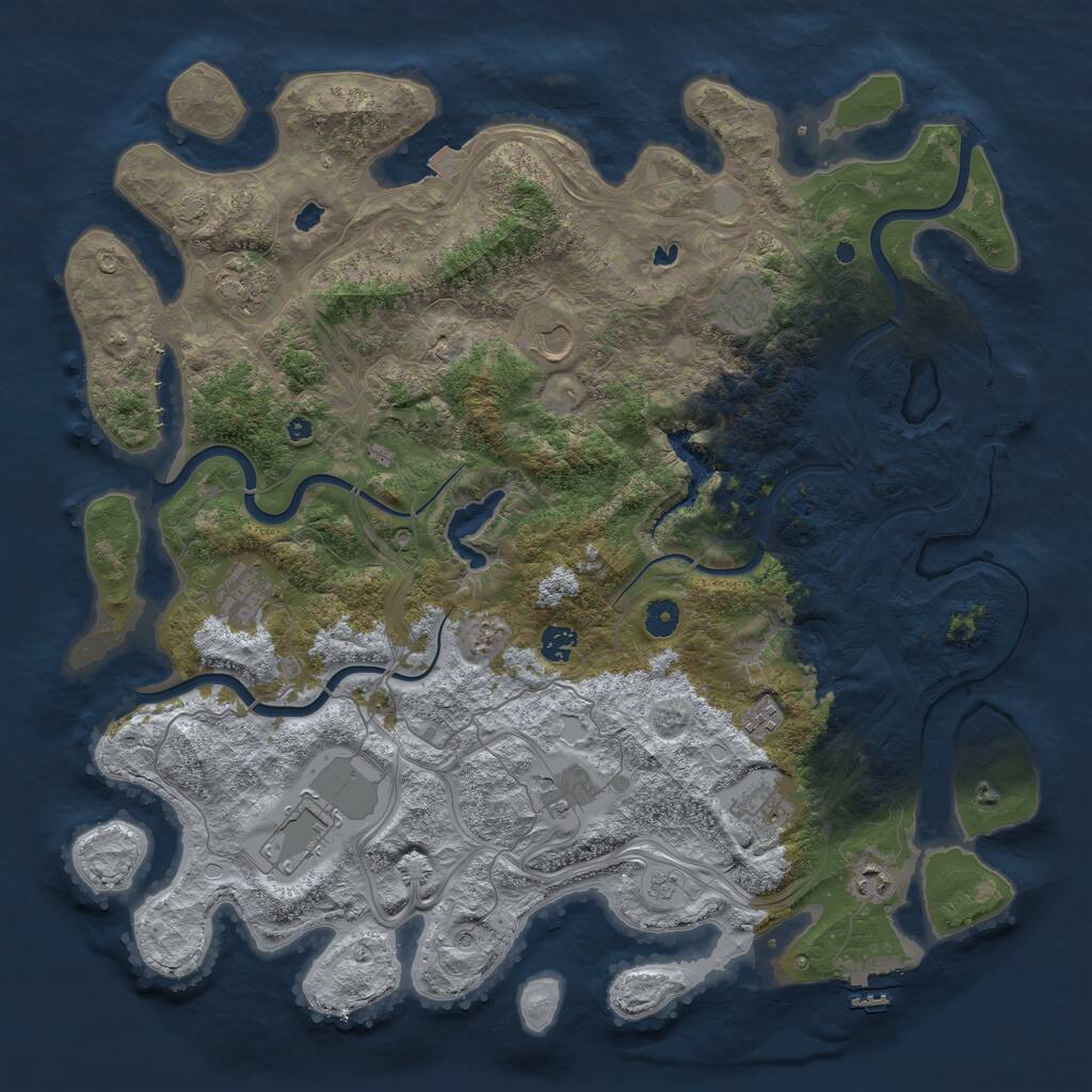 Rust Map: Procedural Map, Size: 4500, Seed: 1778393076, 16 Monuments