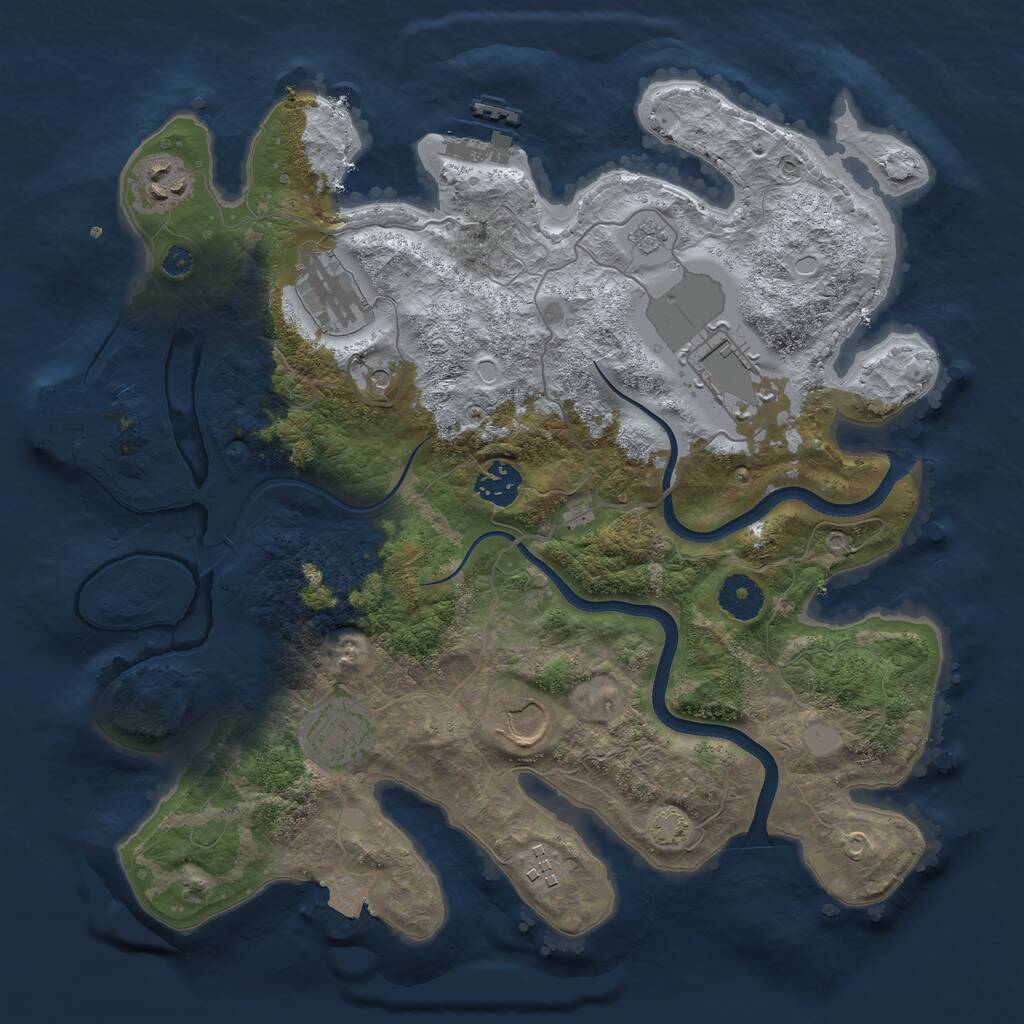 Rust Map: Procedural Map, Size: 3500, Seed: 414469048, 13 Monuments