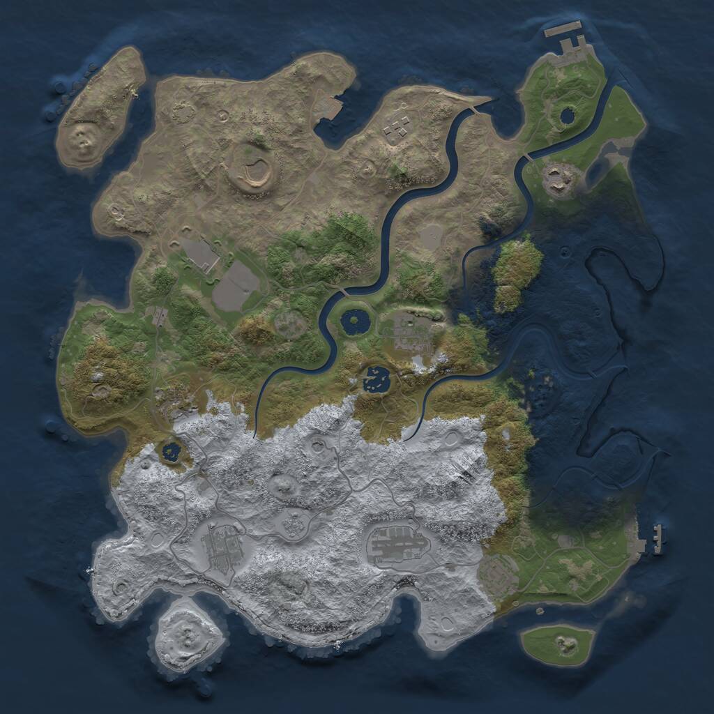 Rust Map: Procedural Map, Size: 3850, Seed: 11986, 16 Monuments