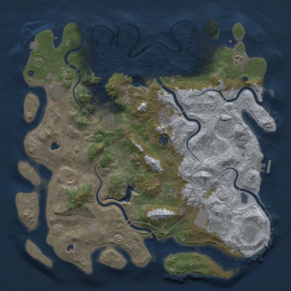 Rust Map: Procedural Map, Size: 4500, Seed: 3048, 16 Monuments