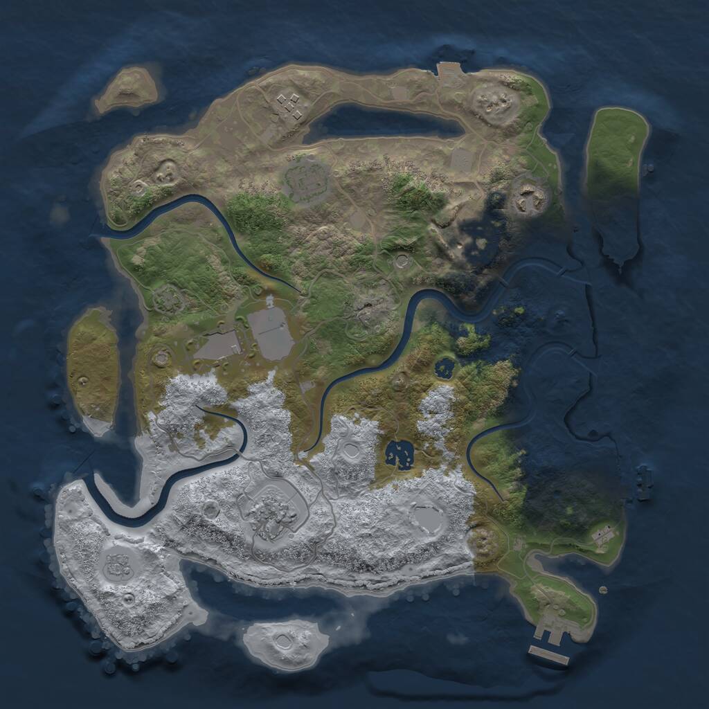 Rust Map: Procedural Map, Size: 3500, Seed: 105859140, 13 Monuments