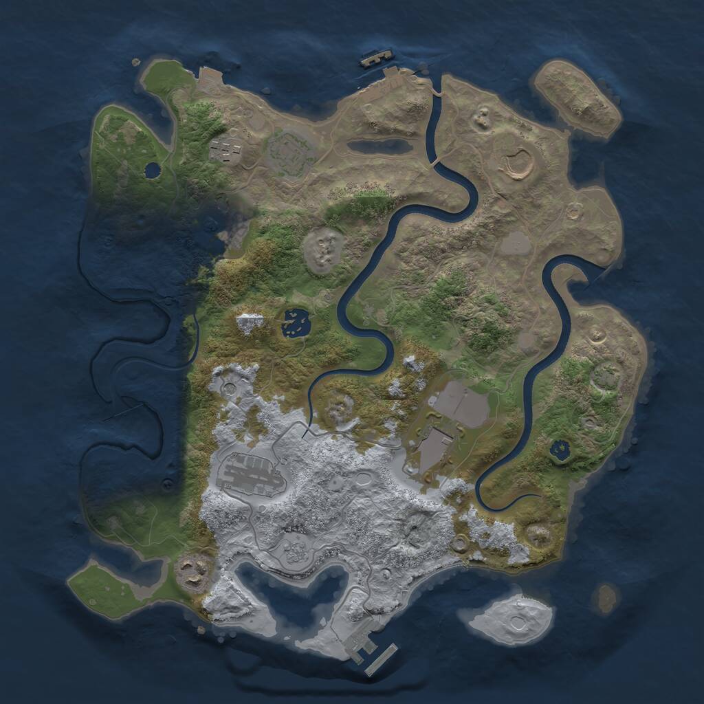 Rust Map: Procedural Map, Size: 3500, Seed: 1293549487, 14 Monuments
