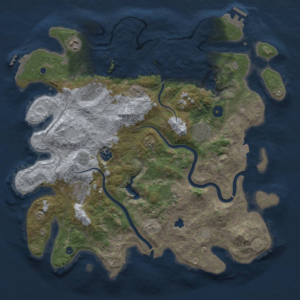 Rust Map: Procedural Map, Size: 4000, Seed: 1169020834, 13 Monuments