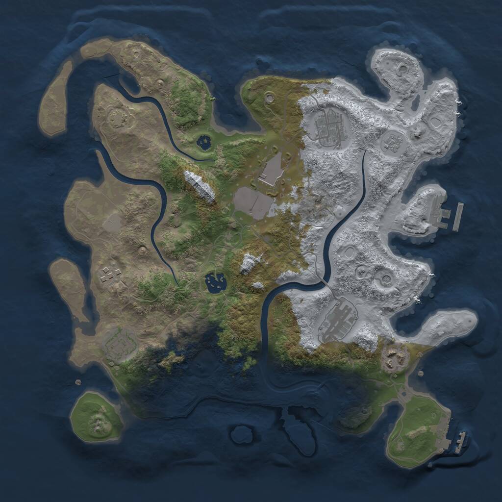 Rust Map: Procedural Map, Size: 3500, Seed: 139924931, 13 Monuments