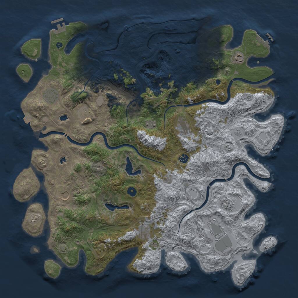 Rust Map: Procedural Map, Size: 4800, Seed: 50859295, 16 Monuments