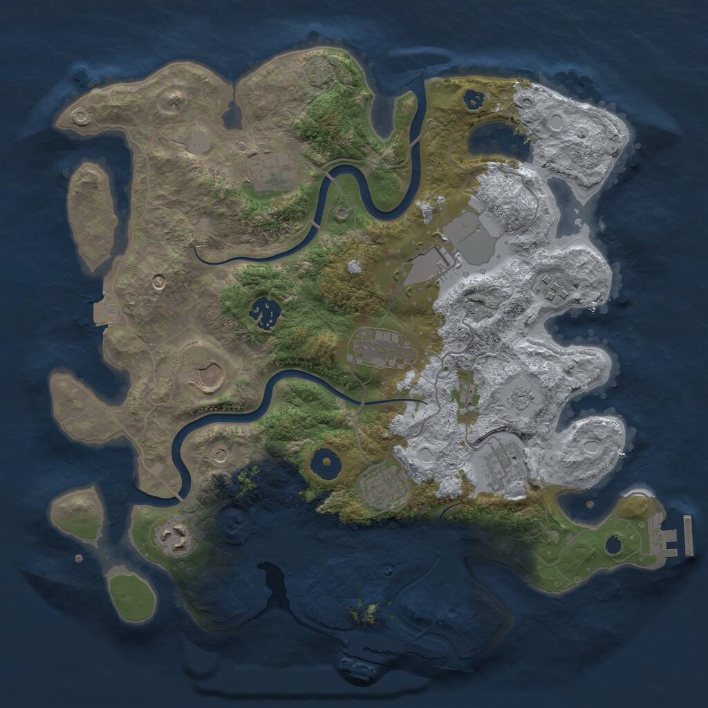 Rust Map: Procedural Map, Size: 3500, Seed: 1706547158, 15 Monuments