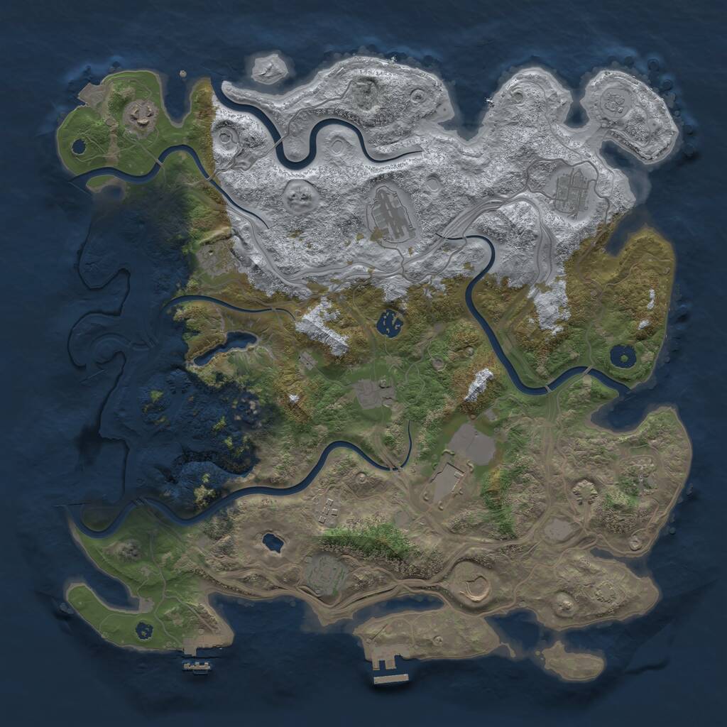 Rust Map: Procedural Map, Size: 4250, Seed: 1933848515, 17 Monuments