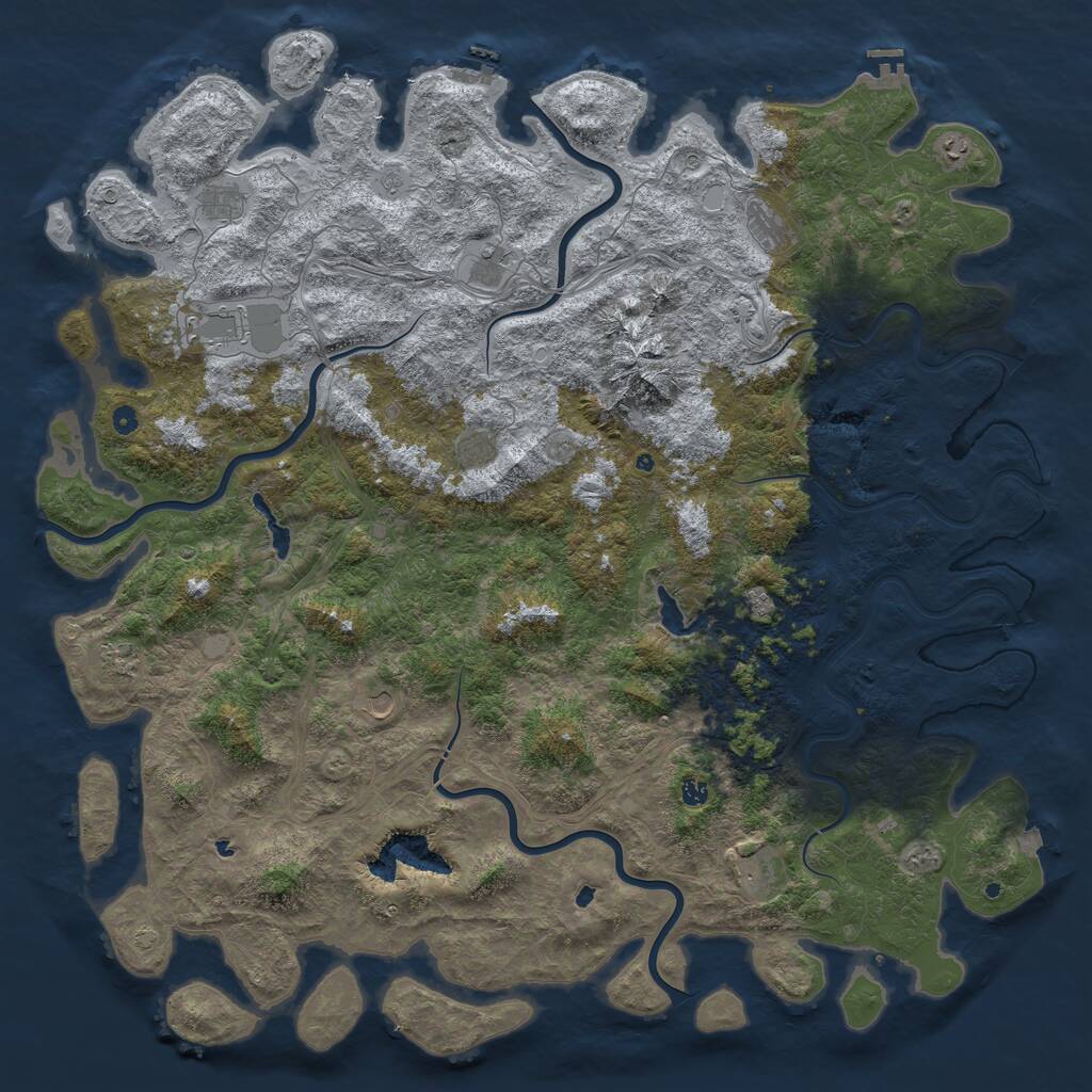 Rust Map: Procedural Map, Size: 6000, Seed: 751635544, 17 Monuments