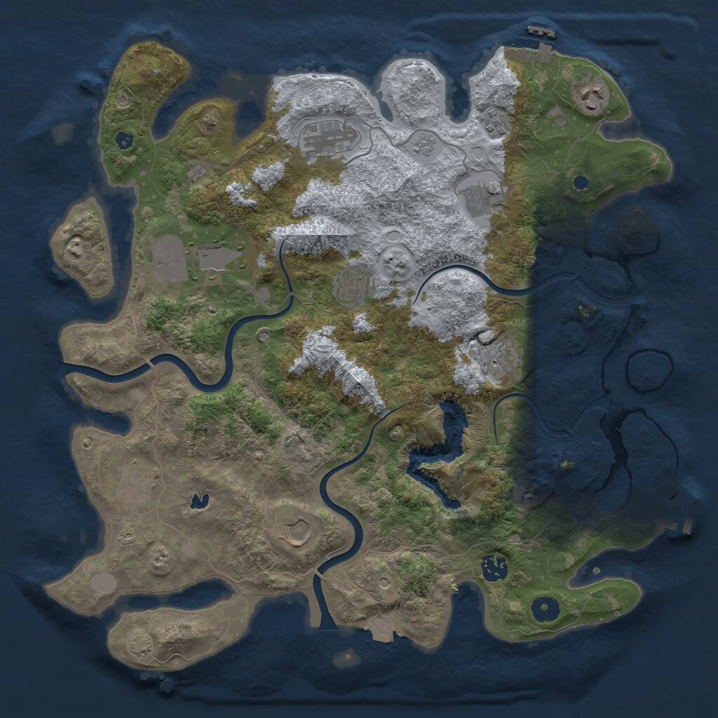Rust Map: Procedural Map, Size: 4000, Seed: 1163969671, 16 Monuments