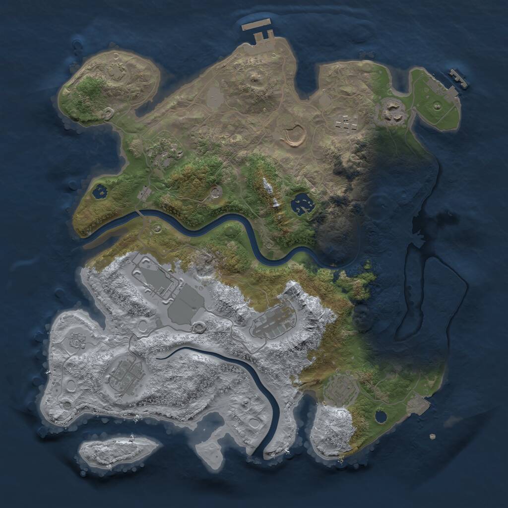Rust Map: Procedural Map, Size: 3500, Seed: 1224667, 15 Monuments