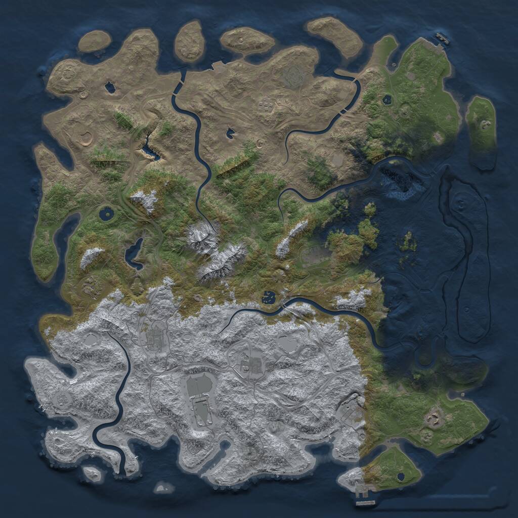 Rust Map: Procedural Map, Size: 5500, Seed: 308367055, 17 Monuments