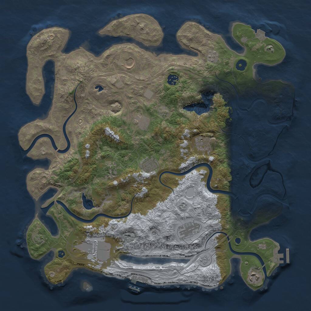 Rust Map: Procedural Map, Size: 4250, Seed: 1864335880, 16 Monuments