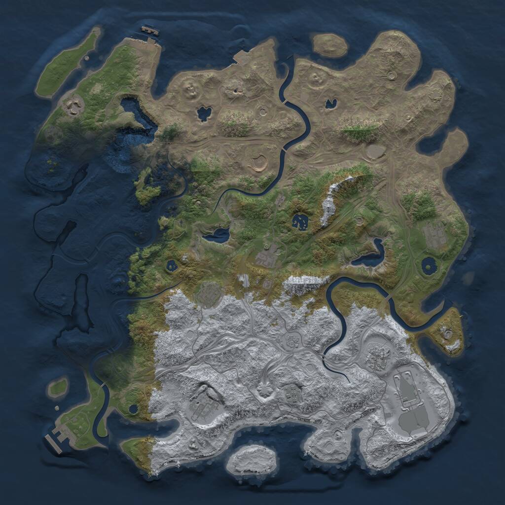 Rust Map: Procedural Map, Size: 4500, Seed: 464933655, 16 Monuments
