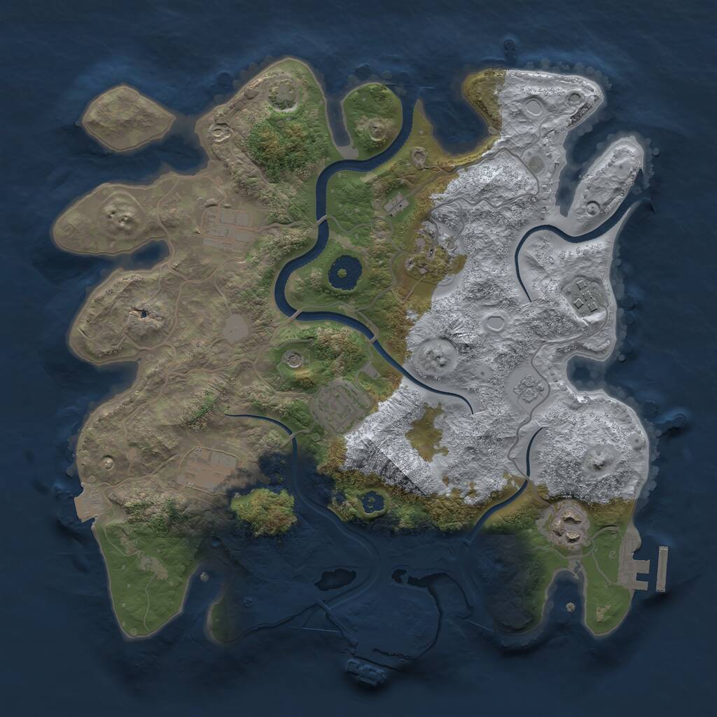 Rust Map: Procedural Map, Size: 3200, Seed: 246219705, 12 Monuments