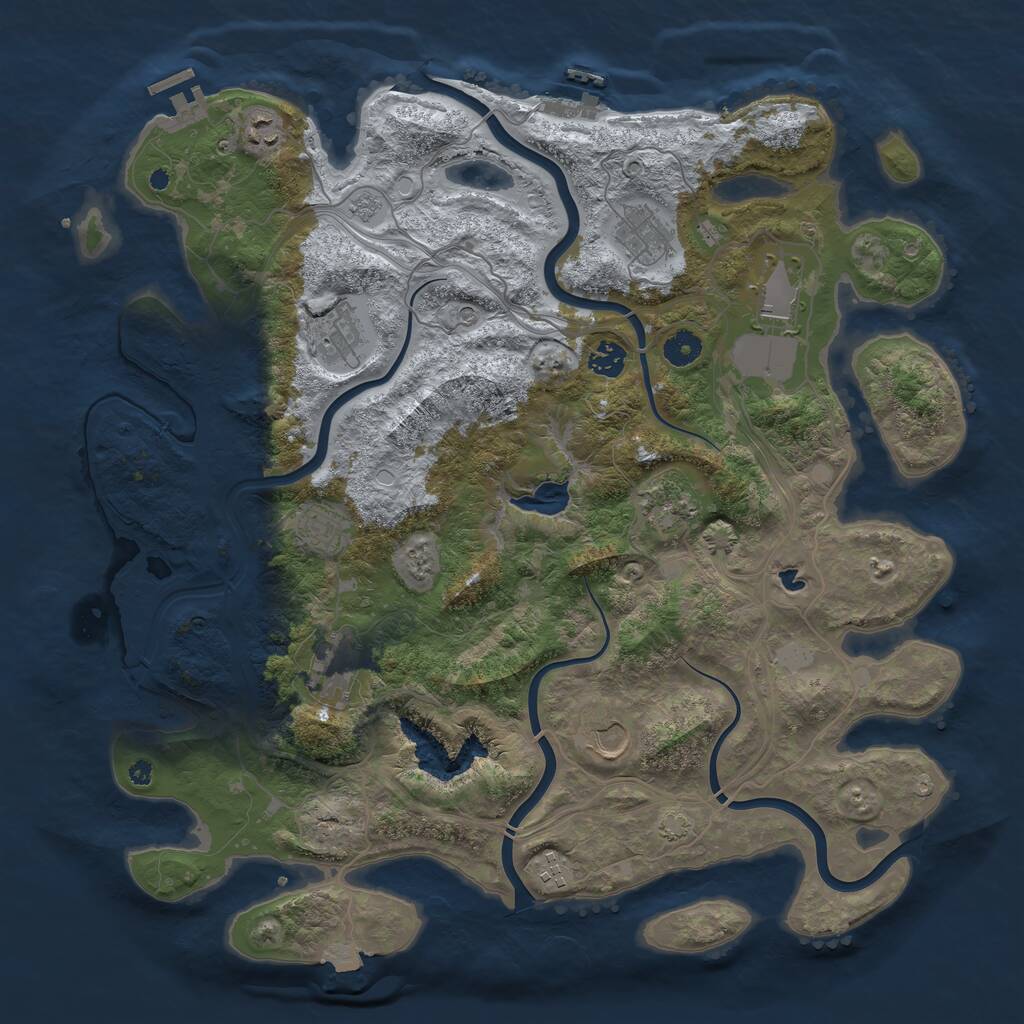 Rust Map: Procedural Map, Size: 4250, Seed: 1385662504, 16 Monuments