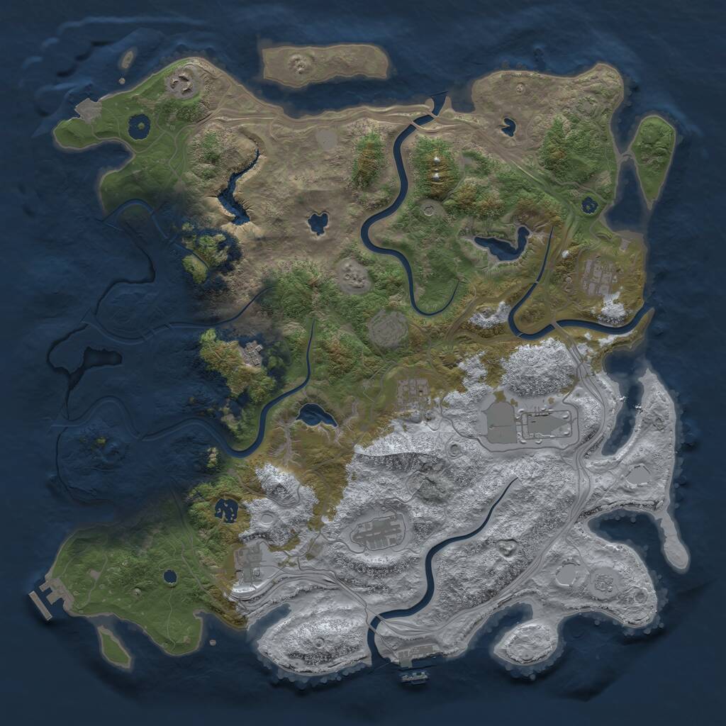 Rust Map: Procedural Map, Size: 4500, Seed: 1012562141, 15 Monuments