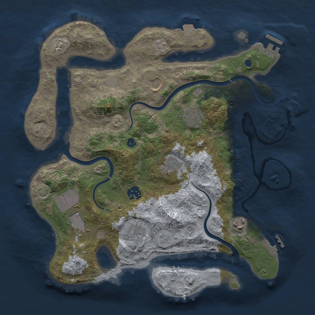 Rust Map: Procedural Map, Size: 3500, Seed: 597396699, 14 Monuments
