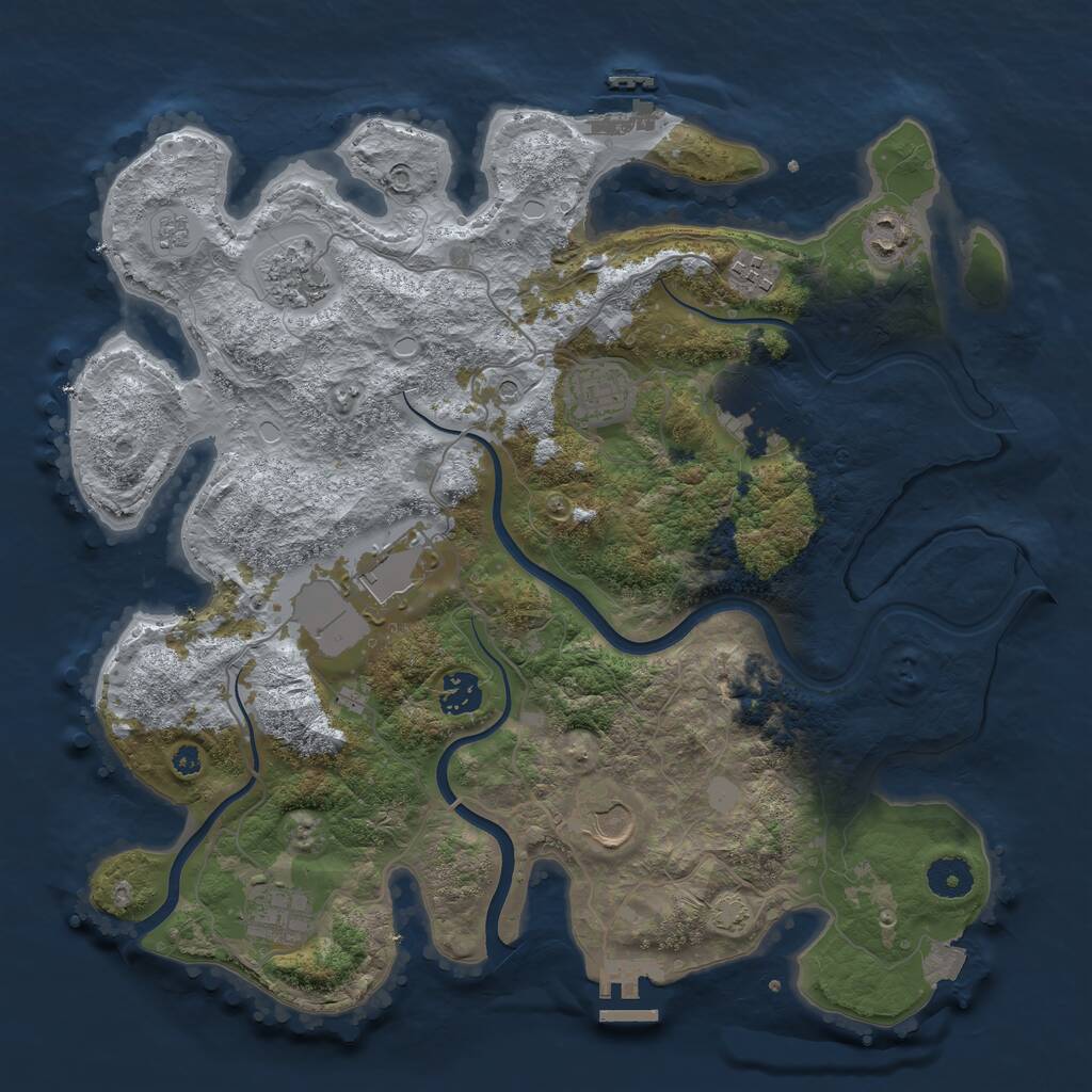 Rust Map: Procedural Map, Size: 3750, Seed: 989652858, 15 Monuments